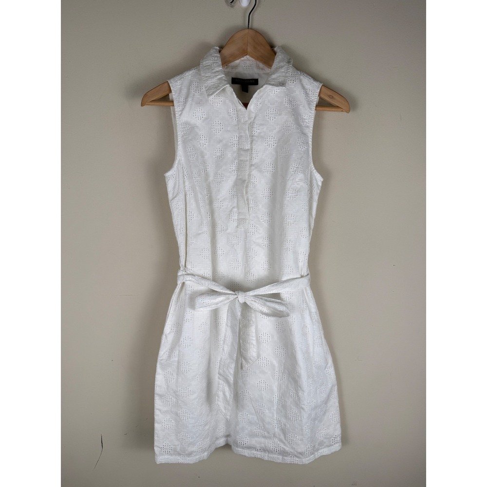 NWT Banana Republic Sleeveless Eyelet Poplin Collared Tie Waist Midi Dress SZ 0